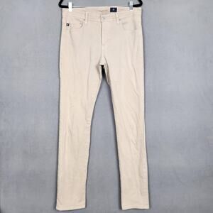 AG Adriano Goldschmied Jeans Mens 34x34 Beige Slim Straight Stretch Twill Pants